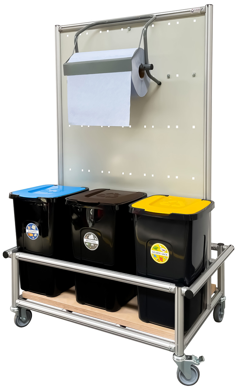Wózek Clean Trolley ze stacją czyszczącą wraz z pojemnikiem na śmieci