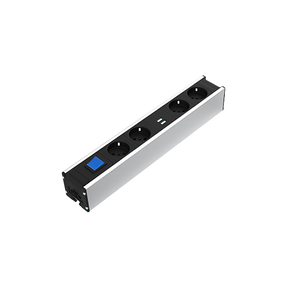Listwa zasilająca Modul F Line 370, 6 gniazd 4x + USB, gniazda z przełącznikiem