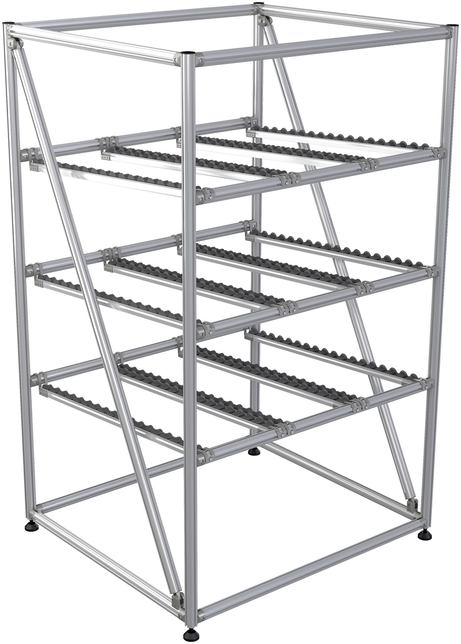 Regał przepływowy FIFO – moduł podstawowy 1100 x 980 x 1800