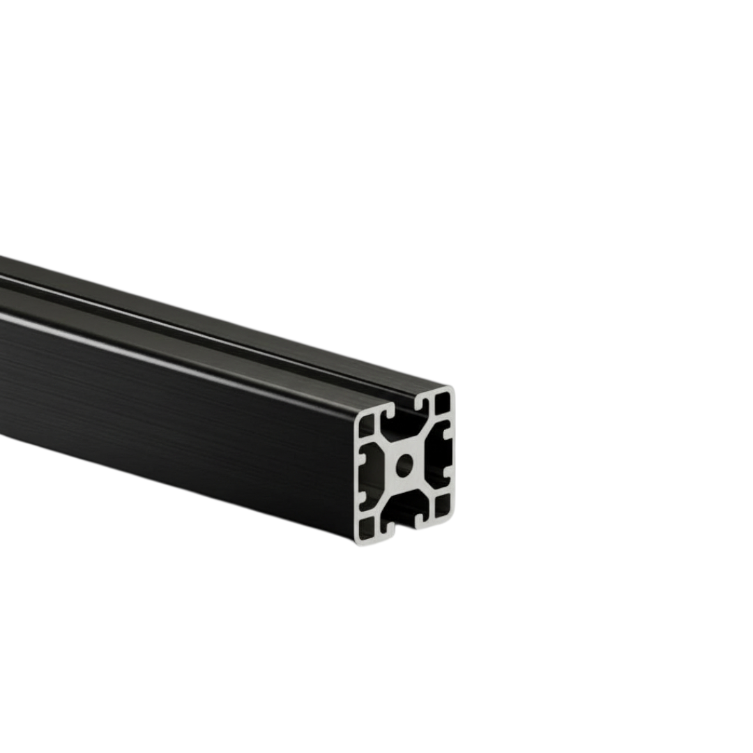 Profil aluminiowy AVP-I 8 Leicht 40 x 40 mm, z dwoma zamkniętymi rowkami, 180°, rowek 8 mm, czarny